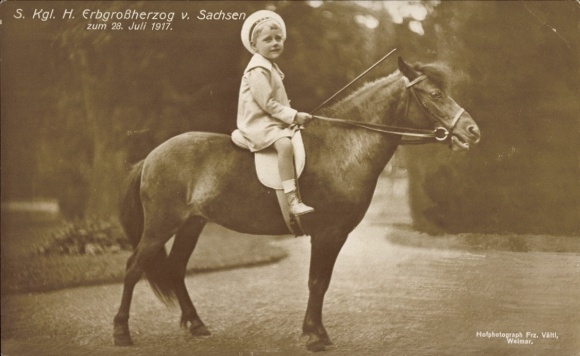 Postcard Hereditary Grand Duke of Saxony on a Pony, portrait