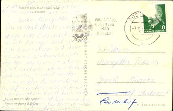 Postcard Satow Kr. Bad Doberan, street section at the post office