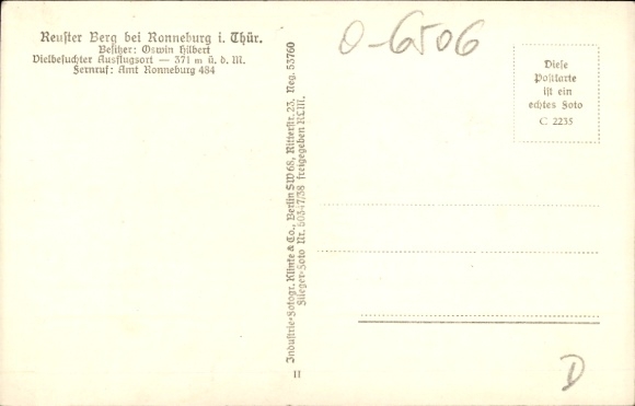 Postcard Reust Rückersdorf in Thuringia, Reuster Berg, Bismarck Column near Ronneburg