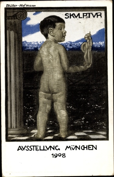 KP artysty Müller Hofmann, Monachium, wystawa 1908, rzeźba
