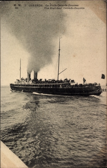 Postcard Oostende Ostend West Flanders, The Mail boat Ostend Douvres, Steamerpartie