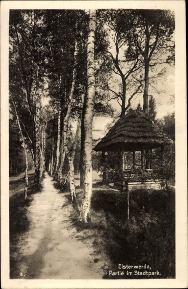 Postcard Elsterwerda in Brandenburg, city park, pavilion