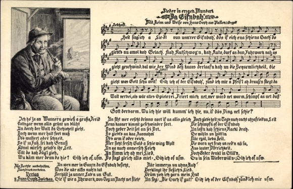 Song Postcard Soph, Hans, Erzgebirge dialect, Da Eisnbah