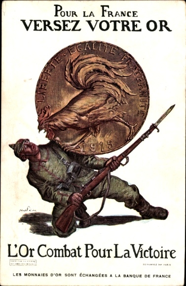 Postcard For France pour your gold, gold, fight for victory