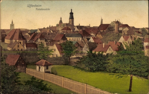 Postcard Uffenheim in Middle Franconia, city view, buildings, towers, rural surroundings