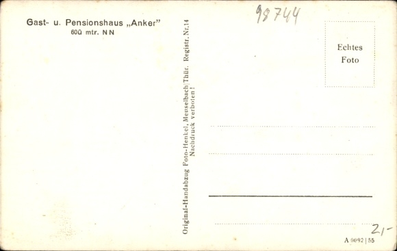 Ak Meuselbach in Thüringen, pension en pension Anker