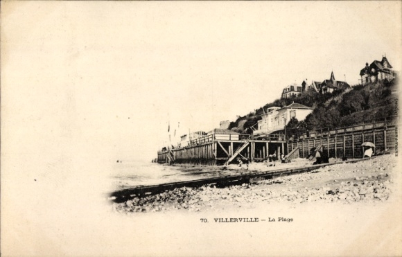 Postcard Villerville Calvados, beach