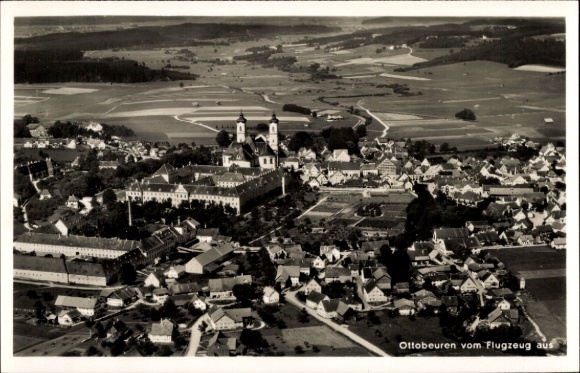 Postcard Ottobeuren in Upper Swabia Allgäu, aerial photograph