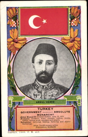 Passepartout Postcard Sultan Abdülhamid II, portrait