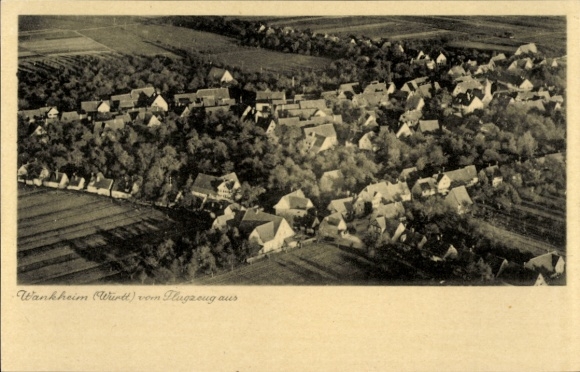 Postcard Wankheim Kusterdingen in Württemberg, aerial view of houses, trees, fields