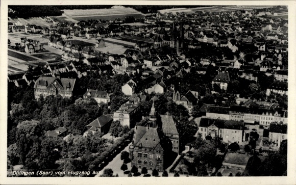 Postcard Dillingen in Saarland, aerial view of Dillingen, city view, buildings
