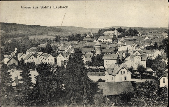 Postcard Solms in the Lahn Dill district, bird&#39;s eye view of the place