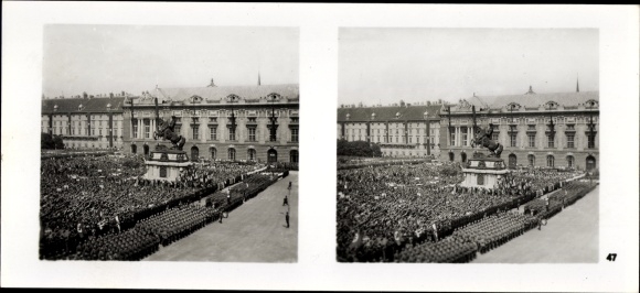 Stereo spatial image photo &quot;Greater Germany&#39;s rebirth&quot;, No. 47, Vienna, May 1, 1938