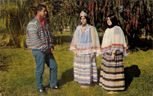 Postcard North American folk types, women and men in traditional costumes