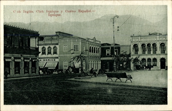 Postcard Iquique Chile, Club Inglés, Club Iquique, Casino Español