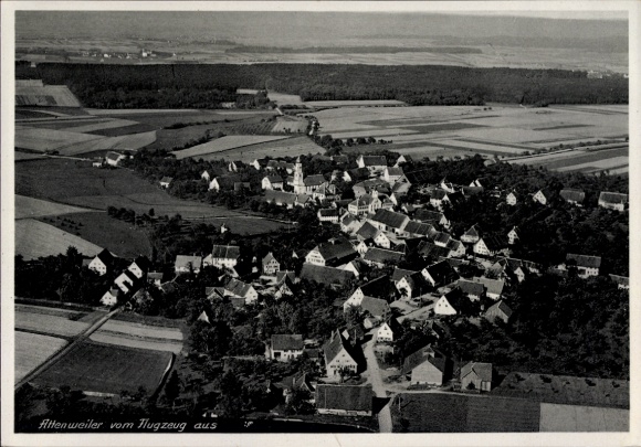Postcard Attenweiler Baden Württemberg, aerial photograph