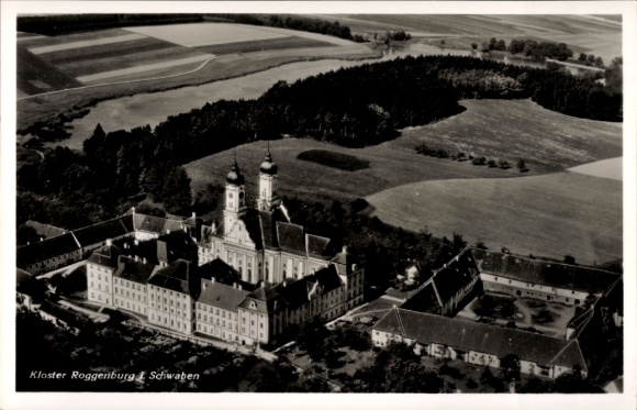 Postcard Roggenburg Swabia Bavaria, monastery, aerial photograph