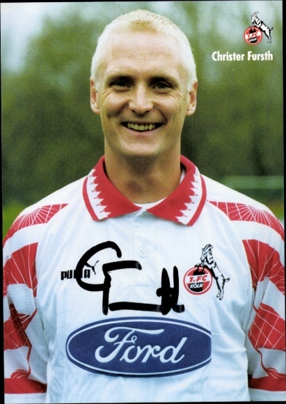 Autogrammkarte Fußballer Christer Fursth, 1. FC Köln, Autogramm
