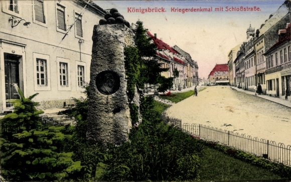 Postcard Königsbrück in Upper Lusatia, war memorial, Schloßstraße, Königsbrück