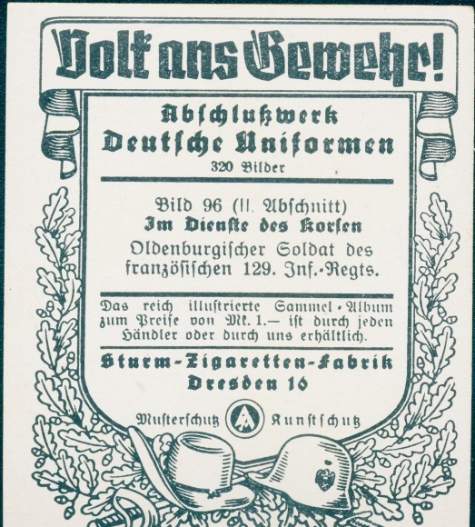 Collectionobraz ludzie do pistoletu, niemieckie mundury, zdjęcie 96 Oldenb. Żołnierz francuskiego 129 pułku piechoty