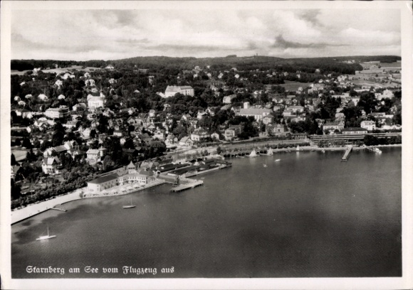 Postcard Starnberg on Lake Starnberg, Upper Bavaria, aerial photograph