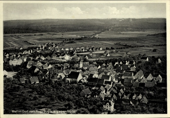Postcard Weil im Dorf Weilimdorf Stuttgart in Württemberg, aerial view of the village, numerous houses,