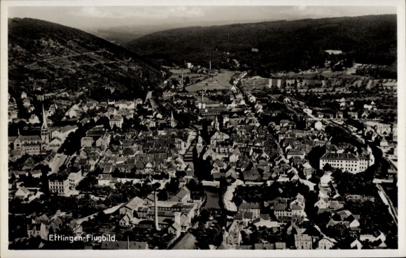 Postcard Ettlingen in Baden, aerial photograph
