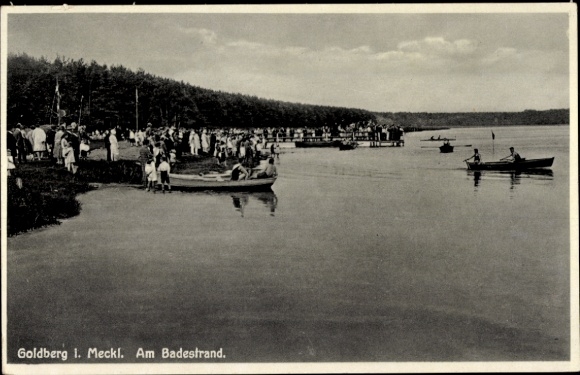 Postcard Goldberg in Mecklenburg, Am Badestrand