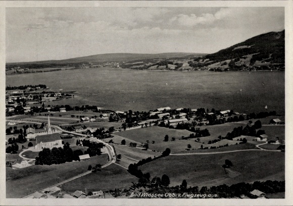 Postcard Bad Wiessee in Upper Bavaria, aerial photograph