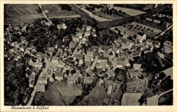 Ak Kleinmünster bei Haßfurt Unterfranken, Fliegeraufnahme