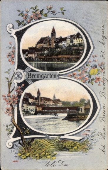 Letters passepartout PC Bremgarten Kanton Aargau, partial view, covered bridge
