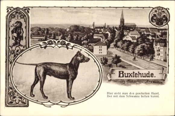 Artist PC Buxtehude in Lower Saxony, dog barking with its tail, hedgehog with a whistle