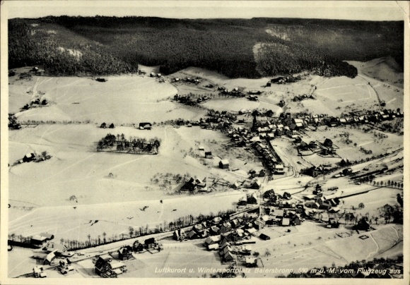 Ak Baiersbronn im Schwarzwald, Luftaufnahme von  verschneite Landschaft, Wintersport