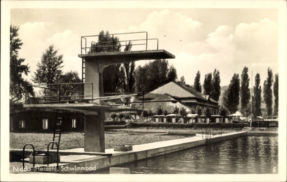 Postcard Nidda in Hesse, swimming pool