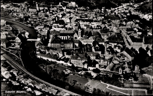 Postcard Eichstätt in Upper Bavaria, aerial view of building, city view