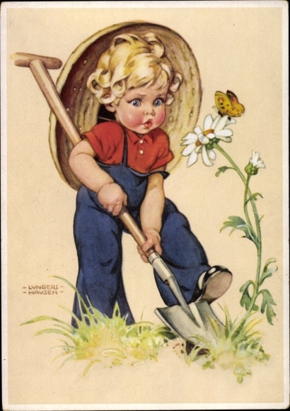 Artist PC Lungershausen, Ilse Wende, boy with spade, butterfly