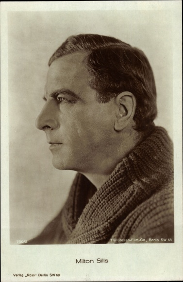 Postcard Actor Milton Sills, side portrait