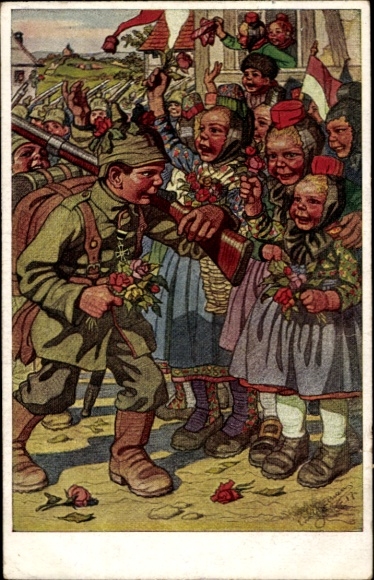 Künstler Ak Beithan, Emil, Hessische Trachten, Schwälmer Tracht, Soldat