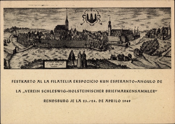 KP Rendsburg, Stowarzyszenie Kolekcjonerów Znaczków Szlezwiku-Holsztynu, pocztówka pamiątkowa z 1949 r.