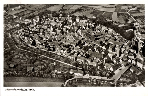 Postcard Mainbernheim in Lower Franconia, aerial photograph