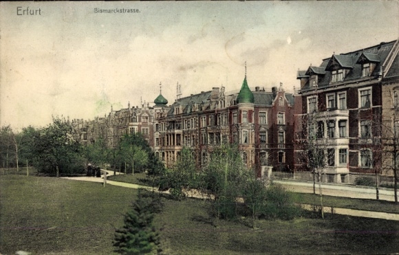 Postcard Erfurt in Thuringia, Bismarckstraße, parks