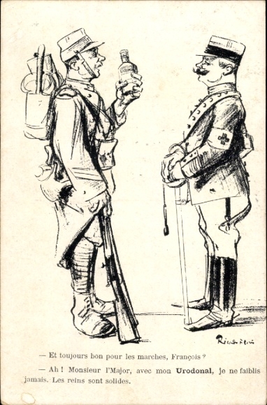 Artist Postcard Et toujours bon pour les marches, François ? French soldier, major