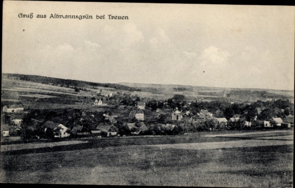PC Altmannsgrün Treuen in the Vogtland, black landscape, houses in the distance, rolling hills...