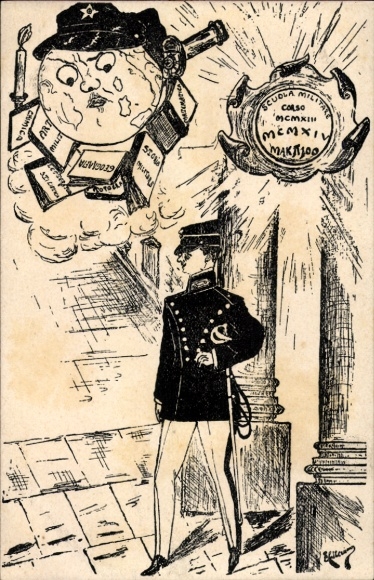 Artist Postcard Military School, Corso MCMXIV, Moon, I. WK