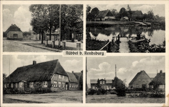 Ansichtkaart Nübbel in Sleeswijk-Holstein, straatbeeld, veerboot