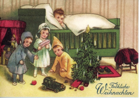 Set aus 7 Grusskarten  Weihnachten (neu) - Engel, Weihnachtsmann, Tannenbaum, Schneemann