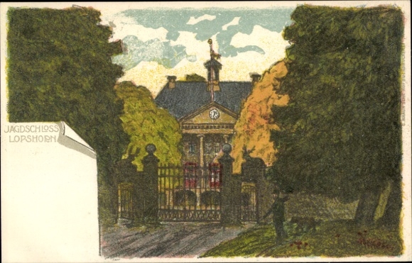 Ak Augustdorf im Teutoburger Wald, Jagdschloss Lopshorn, Jagdschloss   Architektur, umgeben von B