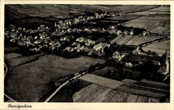 Postcard Obermögersheim Wassertrüdingen in Middle Franconia, aerial photograph
