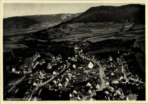 Postcard Deggingen in Württemberg, aerial photograph, pilgrimage site and Capuchin monastery Ave Maria