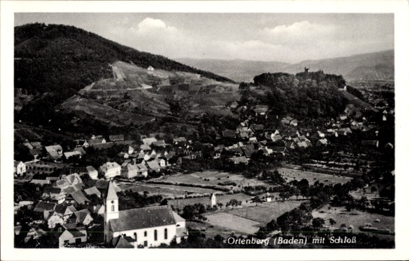 Postcard Ortenberg in Baden, aerial photograph, Ortenberg Castle